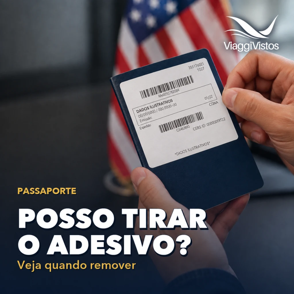 Posso tirar o adesivo atrás do passaporte?