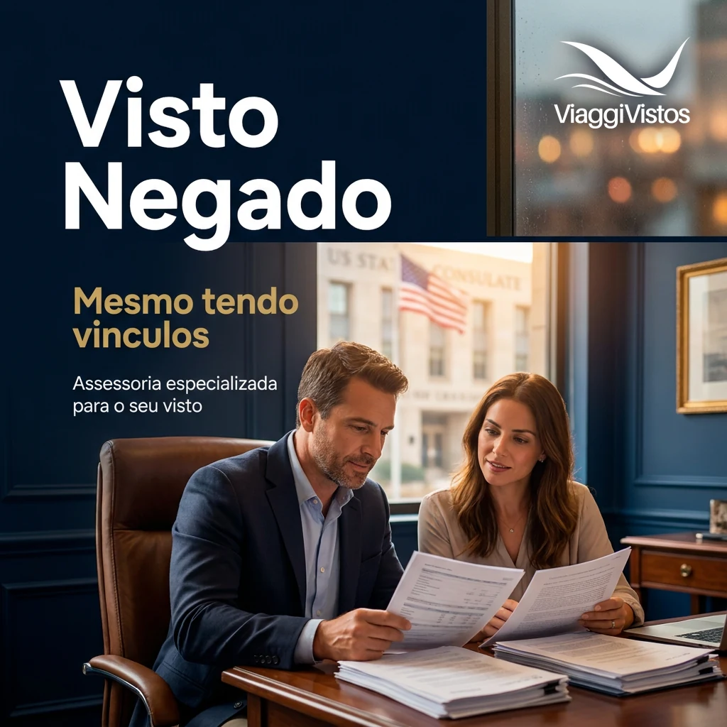 Visto americano negado por falta de vínculos mesmo tendo vínculos com o Brasil